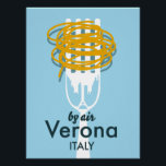 By Air Verona Italy retro travel poster. Poster<br><div class="desc">By Air Verona Italy vintage or retro style travel poster art print.</div>