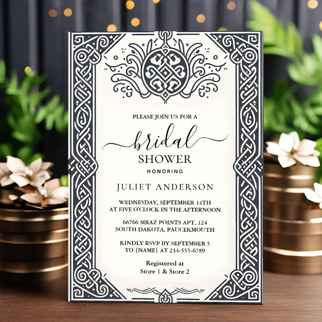 By Celtic Nordic Fun Mediaeval Scroll Bridal Showe Invitation (Creator Uploaded)