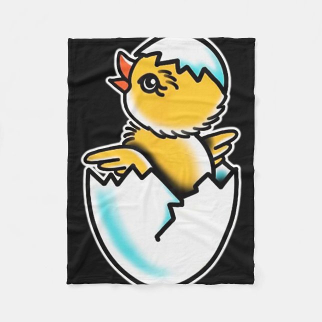 By Chick Cracked Egg Spring Chicken  Fleece Blanket (Front)