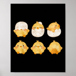 By Chicks Hatching From Eggs Cute Little Chickens  Poster