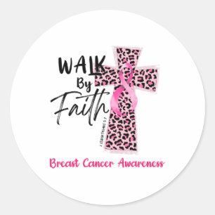 By Faith Breast Cancer Awareness Christian Jesus W Classic Round Sticker