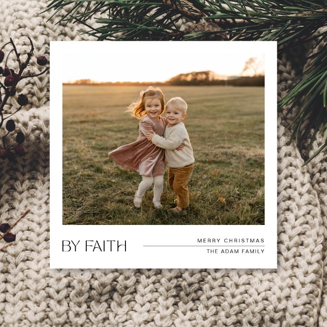 By Faith Christian Photo Minimalist Christmas Card (Creator Uploaded)