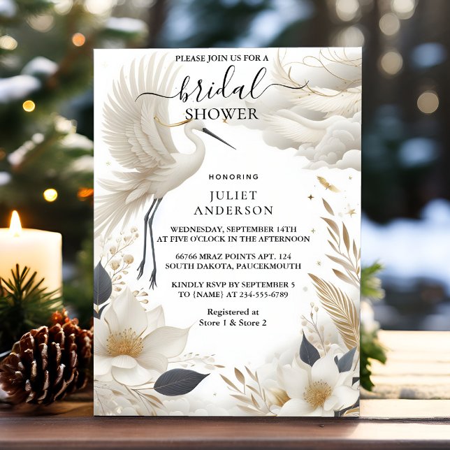 By Feather Asian Sky Cloud Crane Fun Bridal Shower Invitation (Creator Uploaded)