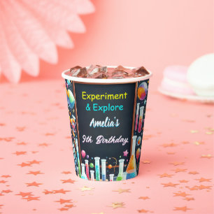 By Fun Lab Kids Geek Nerd Mad Science 9th Birthday Paper Cups