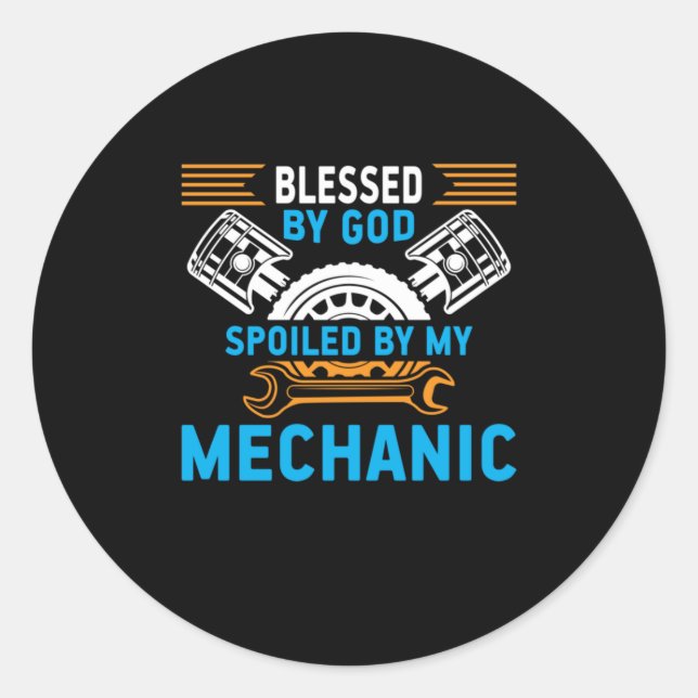 By God By Mechanic Classic Round Sticker (Front)