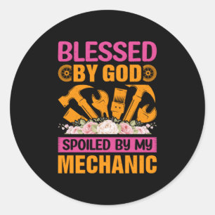 By God By My Mechanic Classic Round Sticker