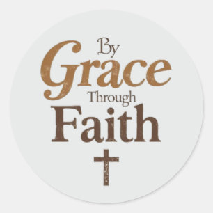 By Grace Through Faith - Christian Cross Vintage Classic Round Sticker