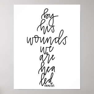 By His Wounds We Are Healed Calligraphy Wall Art