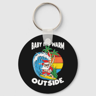 By Its Warm Outside Surfing Santa Christmas In Jul Key Ring