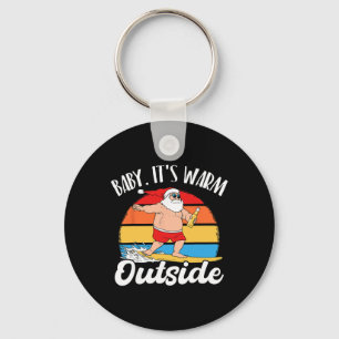 By Its Warm Outside Surfing Santa Christmas In Jul Key Ring