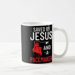 By Jesus And A Pacemaker Heart Disease Awareness  Coffee Mug