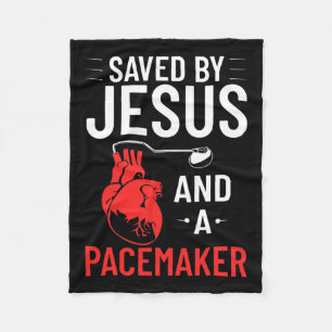 By Jesus And A Pacemaker Heart Disease Awareness  Fleece Blanket