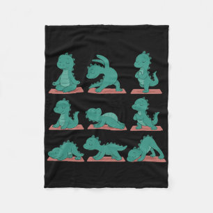 By Loch Ness Monster Doing Yoga Vegan Kawaii Fleece Blanket