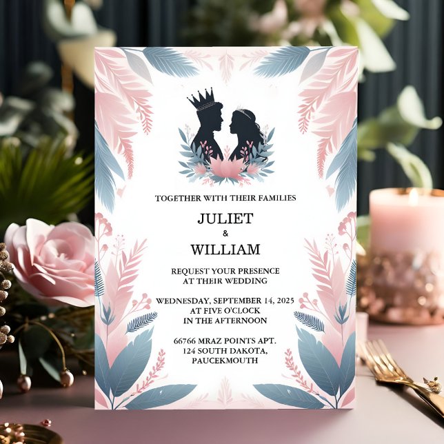 By Long Tulle Regal Royal Glam Blush Pink Wedding Invitation (Creator Uploaded)