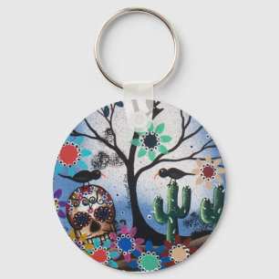 By Lori Everett_ Day Of The Dead,Mexican,Skull,DOD Key Ring