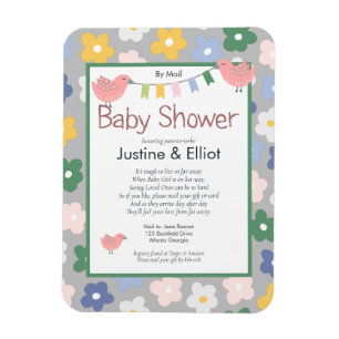 By Mail  Flowers and Birds Girls Baby Shower Magnet