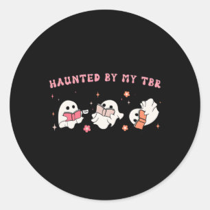 By My Tbr Boo Groovy Cute Ghost Funny Halloween Wo Classic Round Sticker