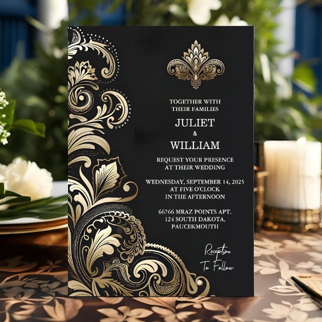 By Ornate Retro Arabic Exotic Bold Damask Wedding Invitation (Creator Uploaded)