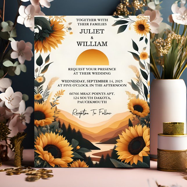 By Plants Rustic Garden Greenery Sunflower Wedding Invitation (Creator Uploaded)