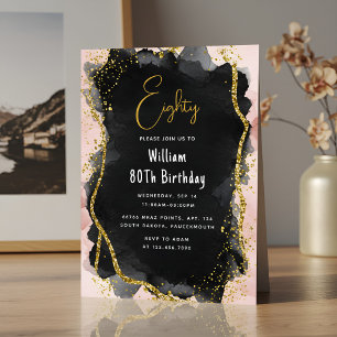 By Retro Fun Adult Humour Happy Chic 80th Birthday Invitation