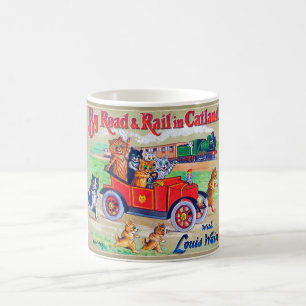 By Road & Rail in Catland, Louis Wain Coffee Mug