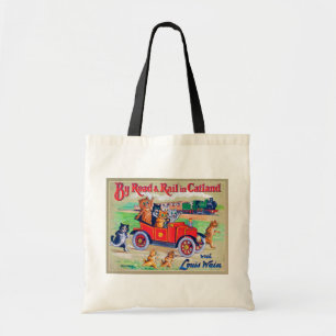 By Road & Rail in Catland, Louis Wain Tote Bag