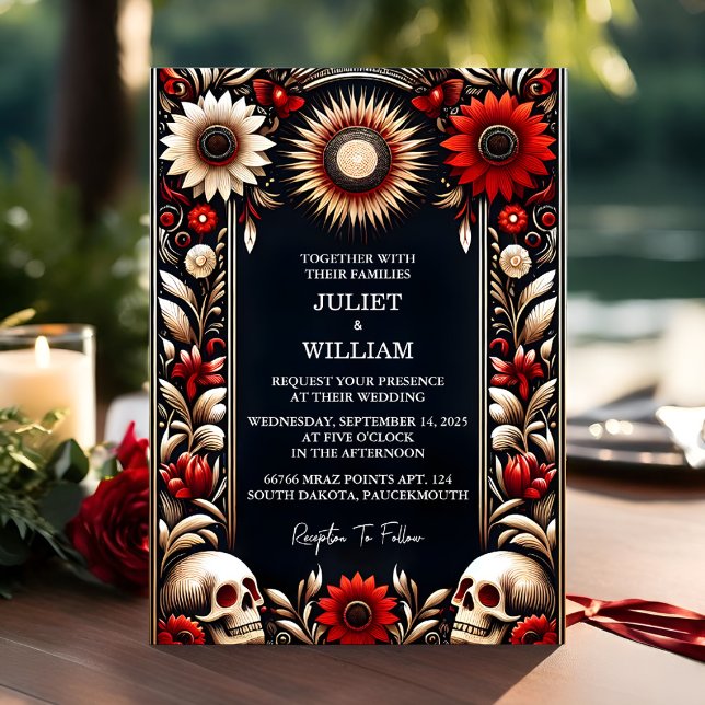 By Ruby Thick Claret White Heart Red Black Wedding Invitation (Creator Uploaded)