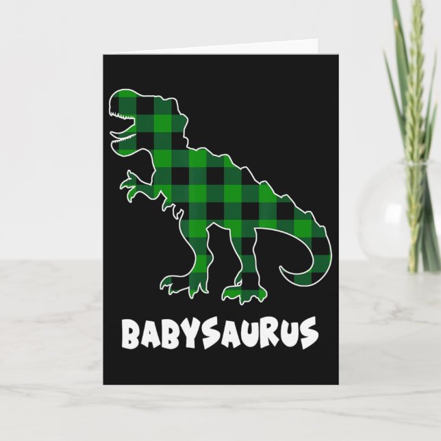 By Saurus T-rex Dinosaurs Plaid St Patricks Day  Card (Front)