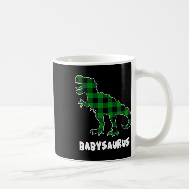 By Saurus T-rex Dinosaurs Plaid St Patricks Day  Coffee Mug (Right)