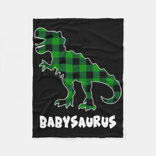 By Saurus T-rex Dinosaurs Plaid St Patricks Day  Fleece Blanket (Front)
