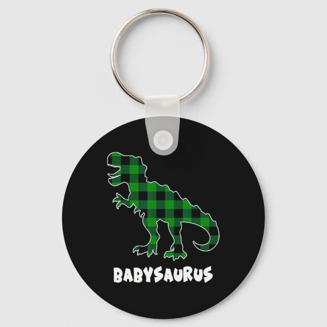 By Saurus T-rex Dinosaurs Plaid St Patricks Day  Key Ring (Front)