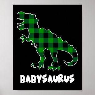 By Saurus T-rex Dinosaurs Plaid St Patricks Day Poster