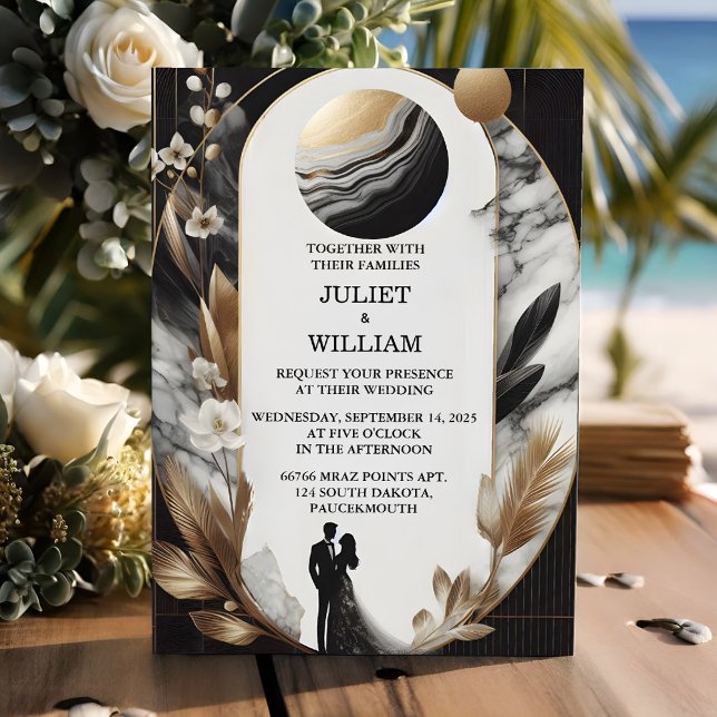 By Sheer Natural Work Stacked Stone Marble Wedding Invitation (Creator Uploaded)
