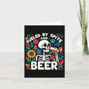 By Spite And Beer Halloween Skeleton Floral Card