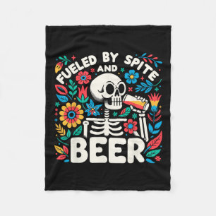 By Spite And Beer Halloween Skeleton Floral Fleece Blanket