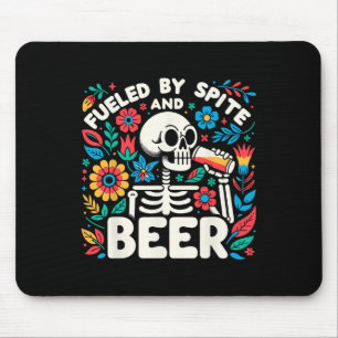By Spite And Beer Halloween Skeleton Floral Mouse Pad