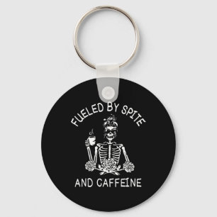 By Spite And Caffeine Floral Halloween Skeleton Wo Key Ring