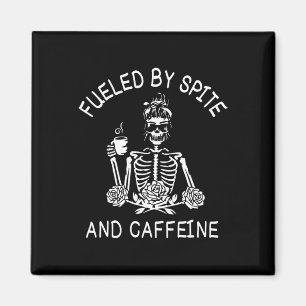 By Spite And Caffeine Floral Halloween Skeleton Wo Magnet