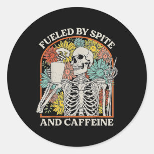 By Spite And Caffeine Skeleton Halloween Coffee  Classic Round Sticker