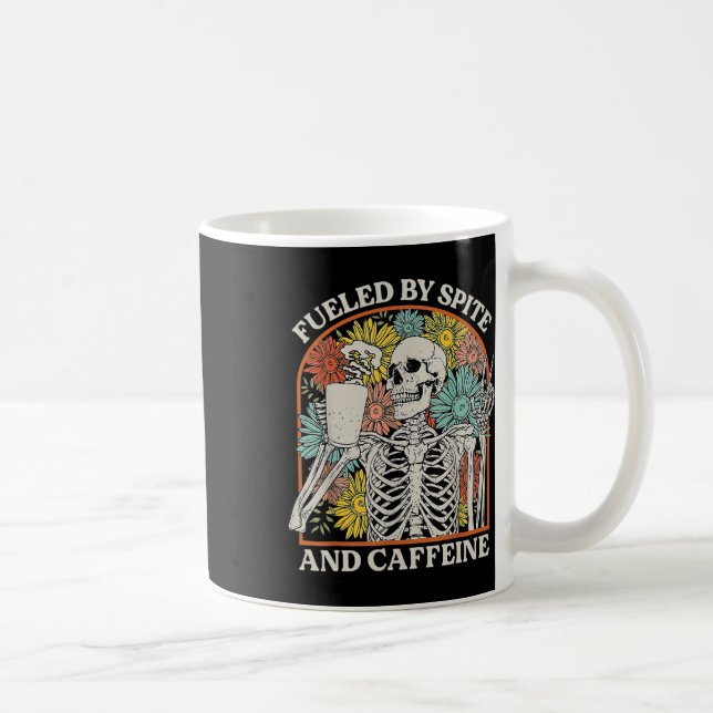 By Spite And Caffeine Skeleton Halloween Coffee  Mug (Right)