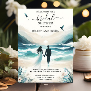 By Summer Ocean Sea Beach Blue Water Bridal Shower Invitation
