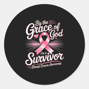 By the grace god a survivor breast cancer survivor classic round sticker