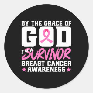 By The Grace God I'm A Survivor Breast Cancer Awar Classic Round Sticker