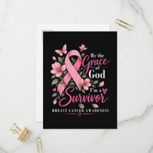 By The Grace God I'm A Survivor Breast Cancer Invitation Postcard