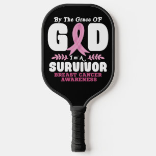 By The Grace God Im A Survivor Breast Cancer Pickleball Paddle