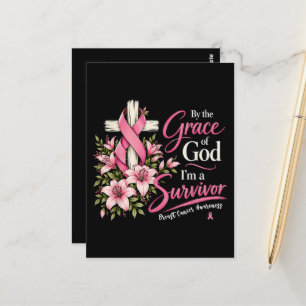 By The Grace God I'm A Survivor Breast Cancer Postcard