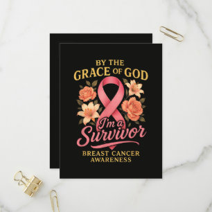 By The Grace Of God Breast Cancer Survivor Faith Invitation Postcard