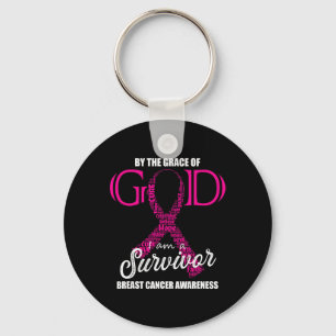 By The Grace Of God I Am A Breast Cancer Survivor Key Ring