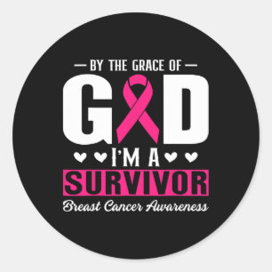 By The Grace Of God I Am A Survivor Breast Cancer Classic Round Sticker