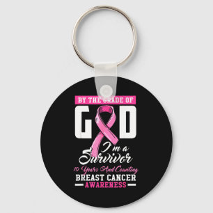 By The Grace Of God Survivor 10 Year Breast Cancer Key Ring